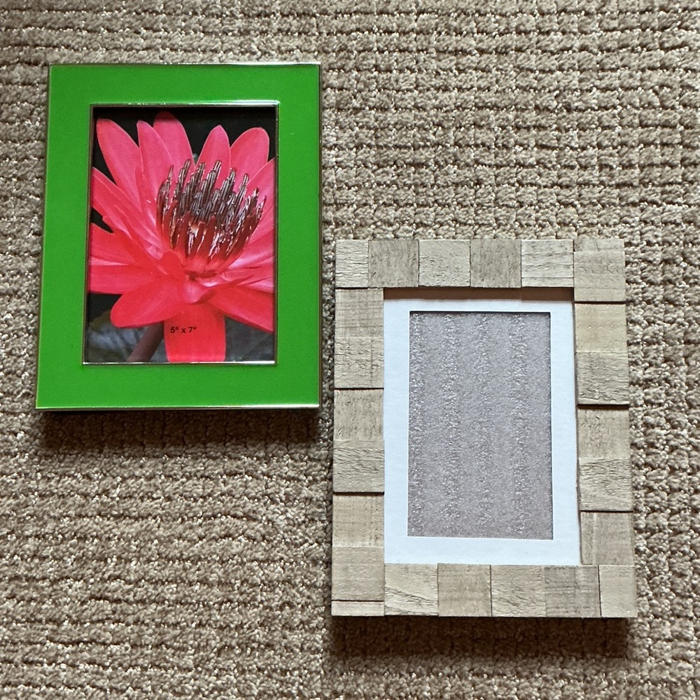 Green and Natural Wood Picture Frame Set